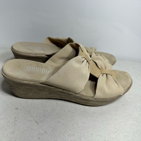 Munro American Womens 8.5 N Double Knot Strap Slide Slip On Fabric Sandals - Picture 2 of 8